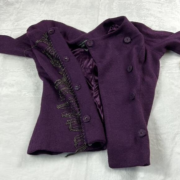 Peppe Pelusa purple moto jacket with metal fringe detail, small - Picture 8 of 11